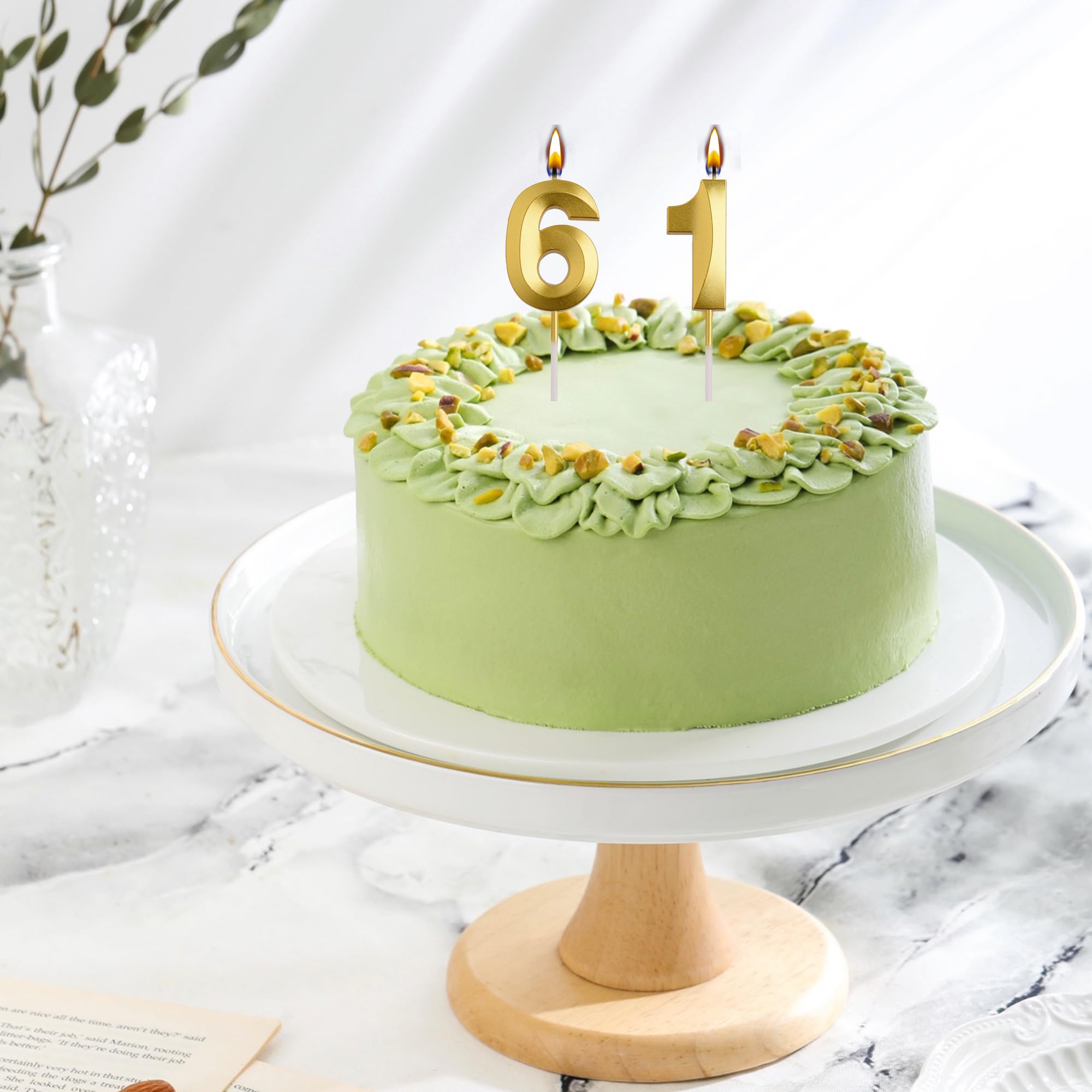 Amazon.co.jp: 61歳の誕生日キャンドル ゴールド 61歳の数字 誕生日